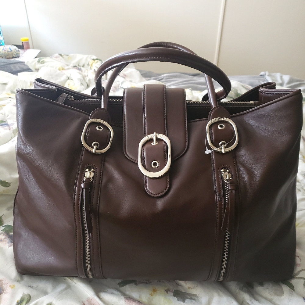 DKNY chocolate brown tote NWOT